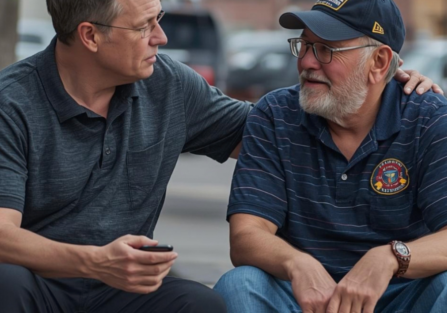 Man Sitting with Veteran